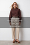 Women's coffee color stand collar scalloped woven blouse alc-x15789 - 2