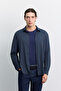 Men's Indigo Paste Detailed Textured Technical Classic Collar Long Sleeve Regular Fit Shirt A62Y2000