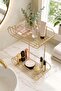 Gold 2-Tier Metal Soap Dish & Shampoo Dispenser Bathroom Corner Holder - 6
