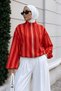 Elastic Striped Detailed Bomber Jacket Tsd260277 Red - 2