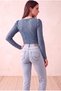 Women's Lace Fabric Hazy Blue Long Balloon Sleeve Crew Neck Blouse Rosine - 3