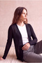 Women's 100% Viscose Black Long Sleeve Open Front Cardigan Esther - 3