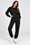 Women's Black Basic Crew Neck Sweatshirt Jogger Tracksuit Set – Casual Comfortable 2-Piece Set - 4