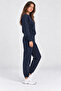 Women's Navy Blue Basic Crew Neck Sweatshirt Jogger Tracksuit Set – Casual Comfortable 2-Piece Set - 6
