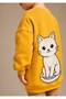 3 Yarn Combed Cotton Cat Printed Unisex Children's Crewneck Sweat Qs3
