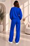 Women's Plain Crew Neck Wide Leg Two-Piece Tracksuit Set Regular Fit - 2