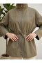 Waist-Tie Zippered Hijab Trench Coat - Khaki - 4