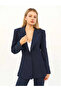 Women's Navy Blue Waist-Fitted Striped Blazer Jacket and Trousers Classic Suit - 7