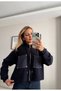 Hooded Knitwear Cardigan with Denim Pocket Detail - 5