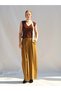 Women's Coffee Color Scarf Collar Layered Look V-Neck Sleeveless Knitwear Blouse - 3