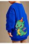 3 Yarn Combed Cotton Dinosaur Printed Unisex Children's Crewneck Sweatshirt Qs4