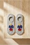 Unisex Teddy Patterned Sneaker Invisible Socks Gray - 3