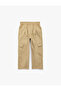 Elastic Waist Pocket Detailed Cotton Gabardine Oversize Cargo Pants - 5
