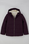 Girl's Coat with Plush Inside and Zipper with Hood, 6-9 Years Old, Plum