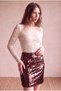 Women's Lace Fabric Ecru Long Balloon Sleeve Crew Neck Blouse Rosine - 5