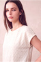 Women's Openwork Textured Ecru Short Sleeve Crew Neck Blouse Lucie - 2