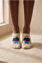 Unisex Teddy Patterned Sneaker Invisible Socks Beige - 2