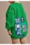 3 Yarn Combed Cotton Robot Printed Unisex Children's Crewneck Sweatshirt Qs7