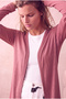 Women's Viscose Blended Dusty Rose Long Sleeve Open Front Cardigan Esther - 5