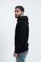 Men's 3 Thread Threaded Winter Combed Cotton Hooded Sweatshirt with Side Pockets, Soft Puff Fabric, Black - 2