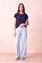 Women's Openwork Knitted Navy Blue Short Sleeve Crew Neck Blouse Lucie - 5