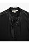 Tie-Detail Gathered Ruffle Collar Sleeveless Satin Blouse - 3
