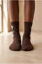 Women's Teddy Patterned Wool Socks Brown - 2