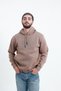 Men's 3 Thread Threaded Winter Combed Cotton Hooded Sweatshirt with Side Pockets, Soft Puff Fabric, Brown