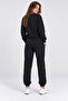Women's Black Basic Crew Neck Sweatshirt Jogger Tracksuit Set – Casual Comfortable 2-Piece Set - 7