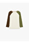 Color Blocked Cotton Waffle Fabric Crew Neck Raglan Long Sleeve T-Shirt - 5