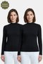 2-Black Women's Half Turtleneck Long Sleeve Body/Blouse - Pack of 2