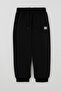 Boy's Sweatpants with Embroidery Detail, Pockets and Lacing Accessories, 2-6 Years Old, Black