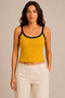 Women's Thin Straps Contrast Ribbed U-Neck Ribbed Crop Tank Top - 3