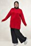 58173 Plus Size Modal Tunic with Fringe Detail - Red - 4