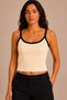 Women's Thin Straps Contrast Ribbed U-Neck Ribbed Crop Tank Top