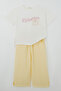 Girl's Trouser Suit, Inspiration Themed, Bow Printed, Slit, 8-14 Years, Ecru - 3