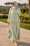 Asymmetrical Layered Ruffle Detailed Green Hijab Suit 5331Cy