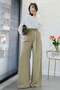 Premium Pleated Detailed Twill Palazzo Trousers - Green