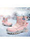 Pink Snowflake Boots | Thick Soles | Kids | Velcro Closure | Canvas - 3