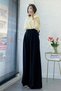 Premium Pleated Detailed Capped Detail Twill Palazzo Trousers - Black - 6