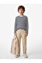 Ribbed Crew Neck Long Sleeve Striped T-Shirt