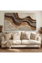 Earth Tone Layers Canvas Print Wall Art, Abstract Flowing Shapes, Neutral Brown Beige Wall Decor, Modern Organic Design, Ready to Hang Canva 60x120 Gallery Wrapped - 2