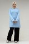 58173 Large Size Modal Tunic with Fringe Detail - Baby Blue