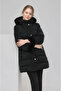 Girl's Fur Detailed Long Slim Fit Casual Winter Lined Thick Coat - 4