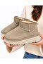Women's Beige Fur Lined Extra Soft Round Toe Women's Mini Ankle Boots - 2