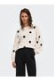 Onlrıca Ls Detaıl O-Neck White Black Women's Sweater 15375856 - 4