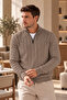 Men's Standard Fit Hair Knit Half Zipper Knitwear Sweater - 4