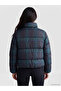 High Collar Plaid Women's Puffer Coat - 5