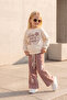 Girl's Floral Patterned 3 Yarn Fabric Cotton Tracksuit Set - 2