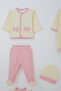 Baby Girl Hospital Release Outfit, 8-Piece Set with Bow Embroidery, 0-3 Months, Cream - 3